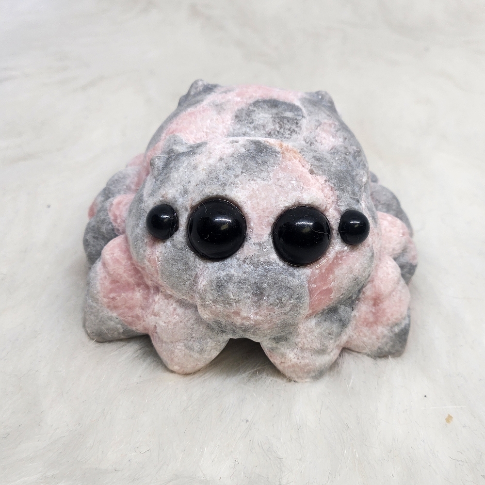 Pink Opal Lucas Jumping Spider Crystal Carving